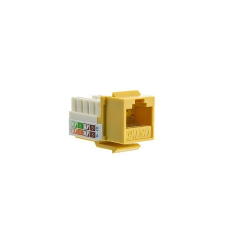 Cable Wholesale Slimline Cat6 Keystone Jack, Yellow, RJ45 Female to 110 Punch Down 326-120YL